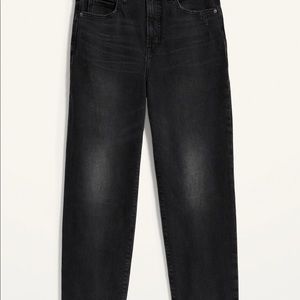 Old Navy Extra High waisted Sky-hi straight raw hem black jeans for women